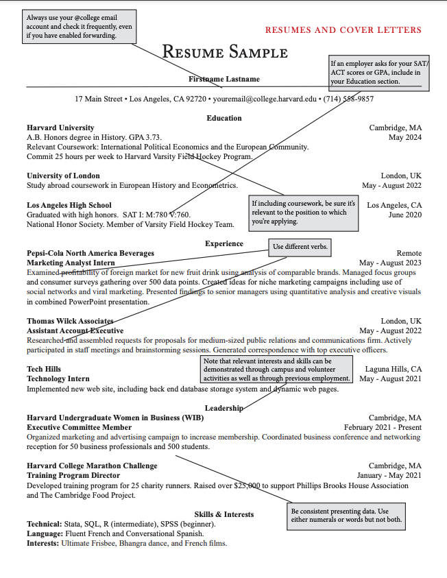 Professional Resume Template - Harvard Approved Format